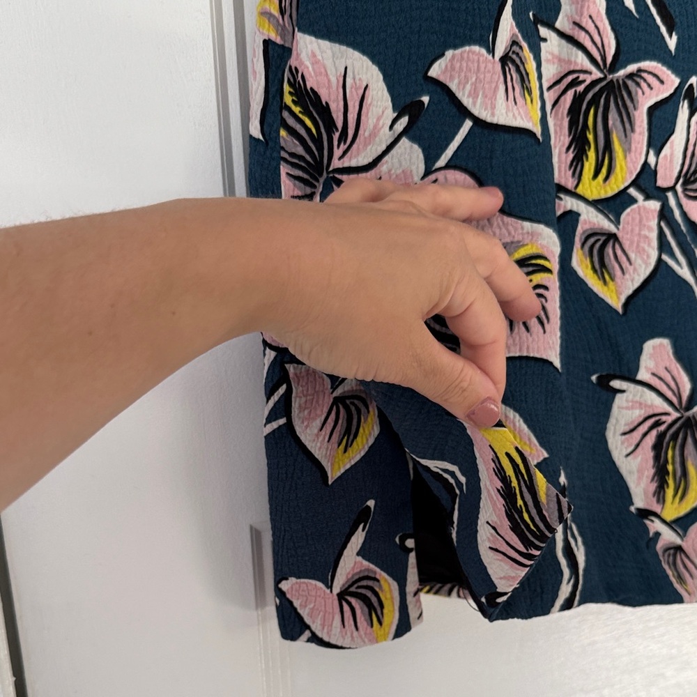 Marni Dark Blue and Green Mini Dress with Pink and Yellow Floral Print size 38 - Picture 5 of 10